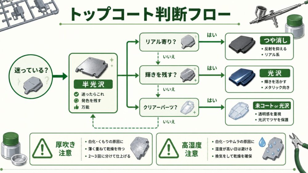 トップコートの仕上げを選ぶ判断フロー