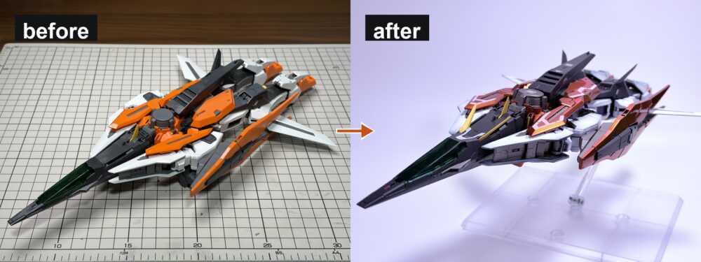 MGガンダムキュリオスの飛行形態 before after 比較
