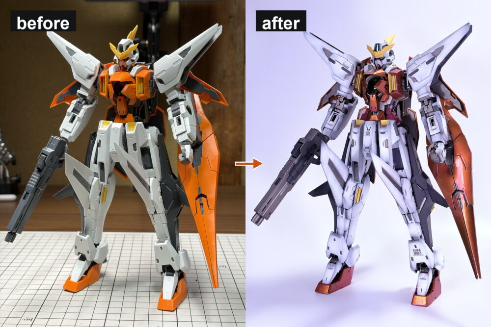 MGガンダムキュリオスの立ち姿 before after 比較