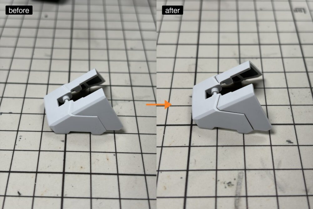 PG UNLEASHED νガンダム 外装パーツのスミ入れ前後